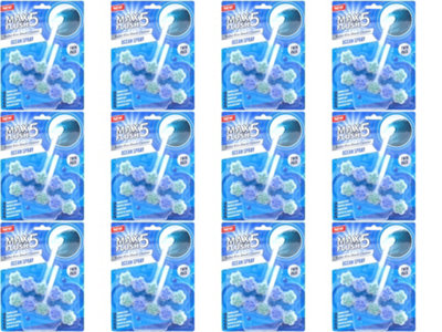 B&Q Max Flush 5 Ocean Spray Toilet Rim Block Cleaner (Twin Pack) (Pack Of 12)
