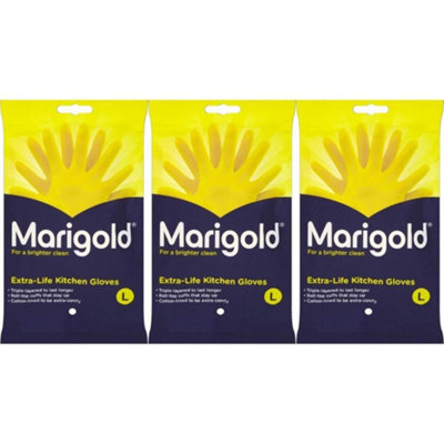 B&Q -  Kitchen Gloves Extra Life For A Brighter Clean (Large) Pack Of 3
