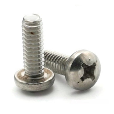  - M6 X 45mm Length Phillips Pan Head Machine Screws Stainless Steel A2 304 Din 7985 Pack Of 10