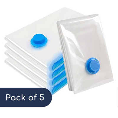 5X Strong Vacuum Storage Bags Reusable Compressed Space Saving Clothes And Bedding Saver With Vacuum Seal(130X100Cm) from B&Q