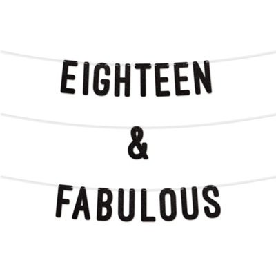 Static 18 And Fabulous Glitter Banner 7InchCelebrate Eighteen Birthday Or Wedding AnniversariesMilestone Party Decor (Black) from B&Q