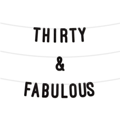 Static 30 And Fabulous Glitter Banner 7InchCelebrate Thirty Birthday Or Wedding AnniversariesMilestone Party Decor (Black) from B&Q