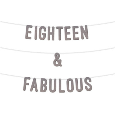 Static 18 And Fabulous Glitter Banner 7InchCelebrate Eighteen Birthday Or Wedding AnniversariesMilestone Party Decor (Silver) from B&Q