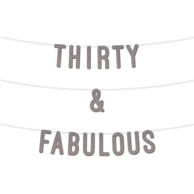 Static 30 And Fabulous Glitter Banner 7InchCelebrate Thirty Birthday Or Wedding AnniversariesMilestone Party Decor (Silver) from B&Q