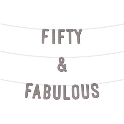Static 50 And Fabulous Glitter Banner 7InchCelebrate Fifty Birthday And Wedding AnniversariesMilestone Party Decor (Silver) from B&Q