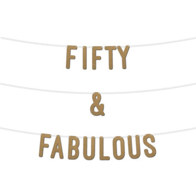Static 50 And Fabulous Glitter Banner 7InchCelebrate Fifty Birthday And Wedding AnniversariesMilestone Party Decor (Gold) from B&Q