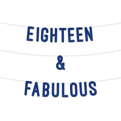 18 And Fabulous Glitter Banner 7InchCelebrate Eighteen Birthday Or Wedding AnniversariesMilestone Party Decor (Royal Blue) from B&Q