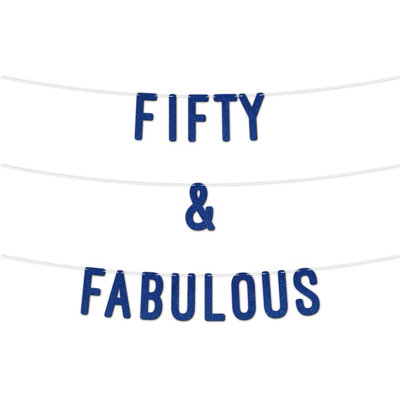 50 And Fabulous Glitter Banner 7InchCelebrate Fifty Birthday And Wedding AnniversariesMilestone Party Decor (Royal Blue) from B&Q