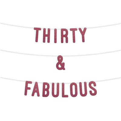 Static 30 And Fabulous Glitter Banner 7InchCelebrate Thirty Birthday Or Wedding AnniversariesMilestone Party Decor (Cerise) from B&Q