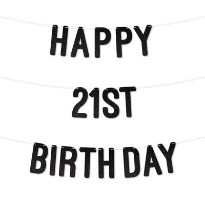 Glitter 21St Birthday Party Banner,stunning Happy Twenty,first Birthday Bunting For Every Party,ideal For Birthday Parties(Black) from B&Q