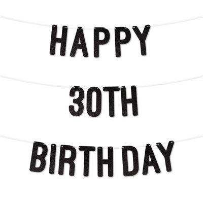 Glitter 30Th Birthday Party Banner,stunning Happy Thirty Birthday Bunting For Every Party,ideal For Birthday Parties(Black) from B&Q