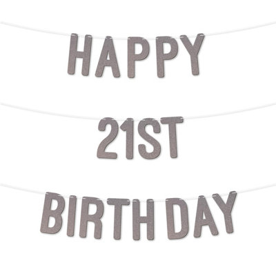 Glitter 21St Birthday Party Banner,stunning Happy Twenty,first Birthday Bunting For Every Party,ideal For Birthday Parties(Silver) from B&Q