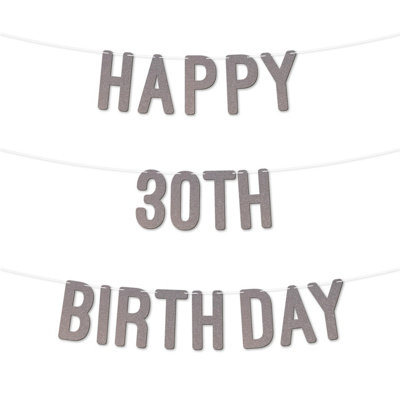 Glitter 30Th Birthday Party Banner,stunning Happy Thirty Birthday Bunting For Every Party,ideal For Birthday Parties(Silver) from B&Q