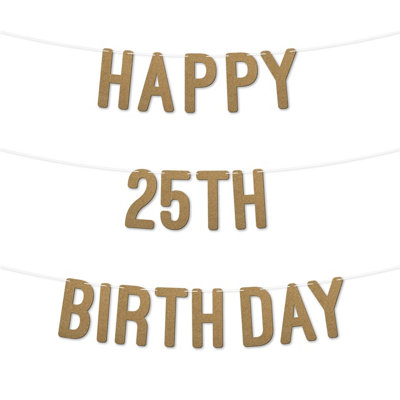 Glitter 25Th Birthday Party Banner,stunning Happy Twenty,five Birthday Bunting For Every Party,ideal For Birthday Parties.(Gold) from B&Q
