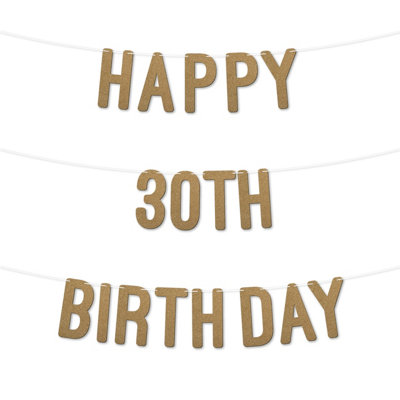 Glitter 30Th Birthday Party Banner,stunning Happy Thirty Birthday Bunting For Every Party,ideal For Birthday Parties(Gold) from B&Q
