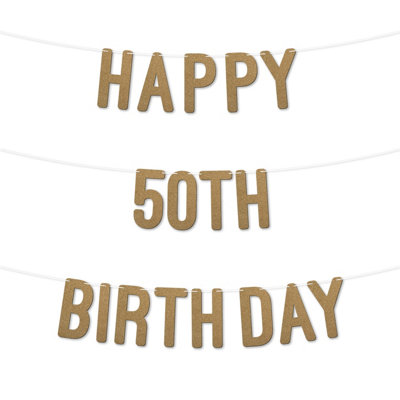 Glitter 50Th Birthday Party Banner,stunning Happy Fifty Birthday Bunting For Every Party,ideal For Birthday Parties.(Gold) from B&Q