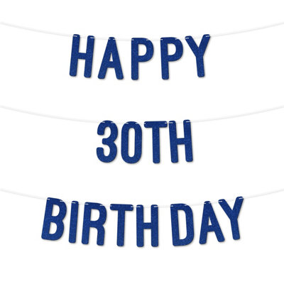 Glitter 30Th Birthday Party Banner,stunning Happy Thirty Birthday Bunting For Every Party,ideal For Birthday Parties(Royal Blue) from B&Q