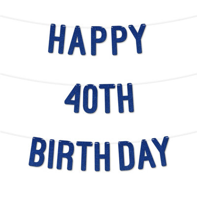 Glitter 40Th Birthday Party Banner,stunning Happy Forty Birthday Bunting For Every Party,ideal For Birthday Parties(Royal Blue) from B&Q