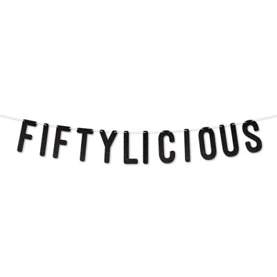 Static Fiftylicious Glitter Banner 7 Inch,happy 50Th Birthday Or Anniversary Décor,sparkling Milestone Party Decor (Black)