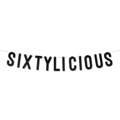 Static Sixtylicious Glitter Banner,happy 60Th Birthday Or Anniversary Décor,sparkling Milestone Party Decorations. (Black)
