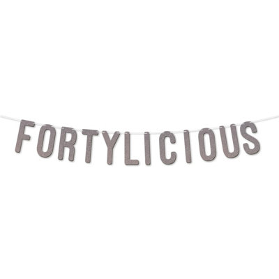 Static Fortylicious Glitter Banner,happy 40Th Birthday Or Anniversary Décor,sparkling Milestone Party Decorations. (Silver)