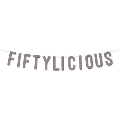 Static Fiftylicious Glitter Banner 7 Inch,happy 50Th Birthday Or Anniversary Décor,sparkling Milestone Party Decor (Silver)