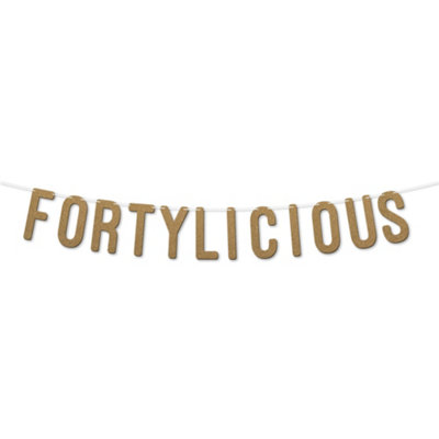 Static Fortylicious Glitter Banner,happy 40Th Birthday Or Anniversary Décor,sparkling Milestone Party Decorations. (Gold)