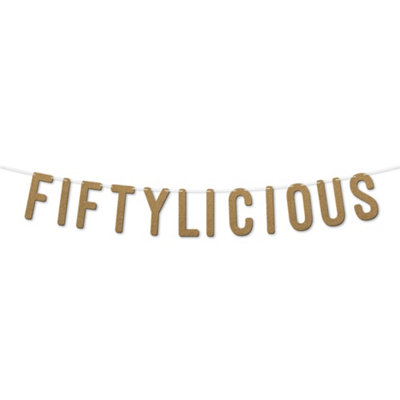 Static Fiftylicious Glitter Banner 7 Inch,happy 50Th Birthday Or Anniversary Décor,sparkling Milestone Party Decor (Gold)
