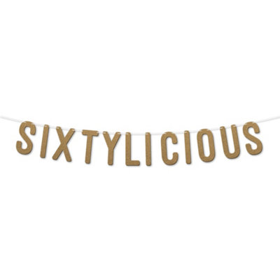 Static Sixtylicious Glitter Banner,happy 60Th Birthday Or Anniversary Décor,sparkling Milestone Party Decorations. (Gold)