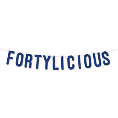 Static Fortylicious Glitter Banner,happy 40Th Birthday Or Anniversary Décor,sparkling Milestone Party Decorations. (Royal Blue)