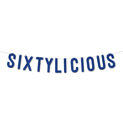 Static Sixtylicious Glitter Banner,happy 60Th Birthday Or Anniversary Décor,sparkling Milestone Party Decorations. (Royal Blue)
