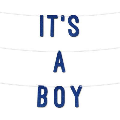Its A Boy Glitter Banner,perfect For Baby Shower Gender Reveal Or Party Decor,boy Baby Shower Letter Banner 7 Inch (Royal Blue)