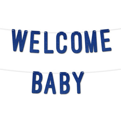 Welcome Baby Glitter BannerPerfect For Gender Reveal Or Party DecorBoy Or Girl Baby Shower Party Supplies 7 Inch (Royal Blue)