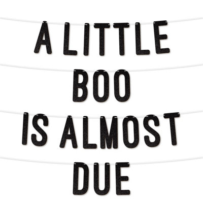 A Little Boo Is Almost Due Baby Shower Glitter Banner,gender Reveal Party Garland Decorfor Baby Shower Party 7 Inch(Black) from B&Q