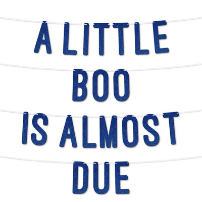 A Little Boo Is Almost Due Baby Shower Glitter Banner,gender Reveal Party Garland Decorfor Baby Shower Party 7 Inch(Royal Blue) from B&Q
