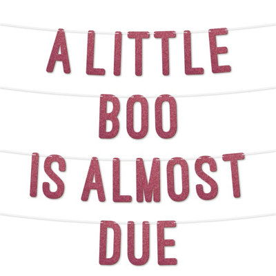 A Little Boo Is Almost Due Baby Shower Glitter Banner,gender Reveal Party Garland Decorfor Baby Shower Party 7 Inch(Cerise) from B&Q