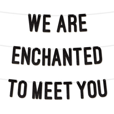 Glitter Baby Shower Banner,we Are Enchanted To Meet You Design,gender Reveal Party Garlandfor Baby Shower Party 7 Inch(Black) from B&Q