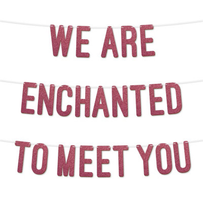 Glitter Baby Shower Banner,we Are Enchanted To Meet You Design,gender Reveal Party Garlandfor Baby Shower Party 7 Inch(Cerise) from B&Q