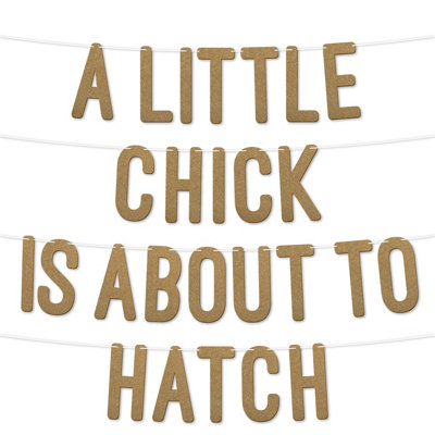 A Little Chick Is About To Hatch Glitter Baby Shower Banner,gender Reveal Party Garland Decorfor Baby Shower Party 7 Inch(Gold)