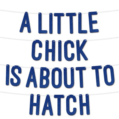 A Little Chick Is About To Hatch Glitter Baby Shower Banner,gender Reveal Party Garlandfor Baby Shower Party 7 Inch(Royal Blue)