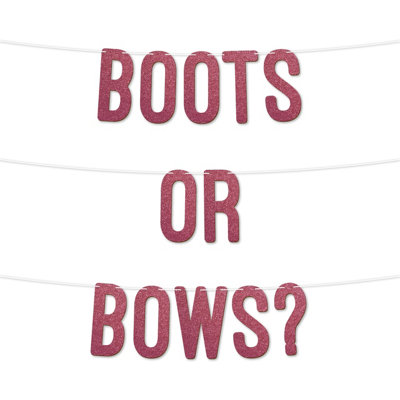 Boots Or Bows Glitter Baby Shower Banner,gender Reveal Party Garland Decorfor Boys Or Girls Baby Shower Celebration 7 Inch(Cerise) from B&Q
