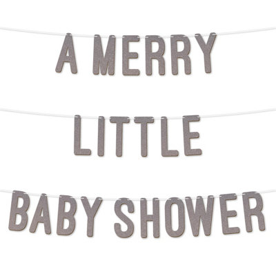 A Merry Little Baby Shower Glitter Baby Shower Banner,gender Reveal Party Garland DecorFor Baby Shower Party 7 Inch(Silver) from B&Q