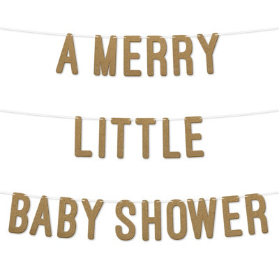 A Merry Little Baby Shower Glitter Baby Shower Banner,gender Reveal Party Garland DecorFor Baby Shower Party 7 Inch(Gold) from B&Q