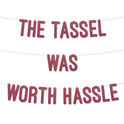 Tassel Worth The Hassle Graduation Banner,900Gsm Glitter Banner For University Or College Grad Parties,graduation Party(Cerise) from B&Q