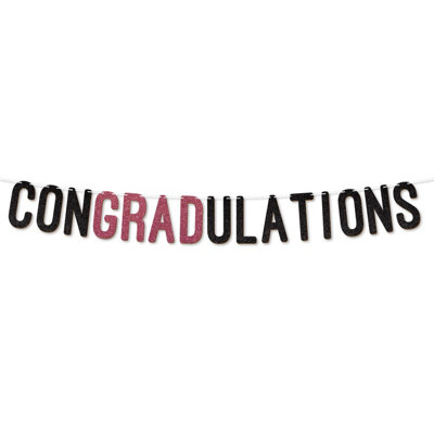 Congratulations Graduation Banner,900Gsm Glitter Banner For University Or College Grad Parties,graduation Party Decor(Black) from B&Q