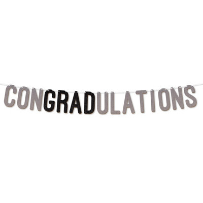 Congratulations Graduation Banner,900Gsm Glitter Banner For University Or College Grad Parties,graduation Party Decor(Silver) from B&Q