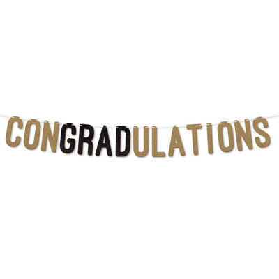 Congratulations Graduation Banner,900Gsm Glitter Banner For University Or College Grad Parties,graduation Celebration Decor(Gold) from B&Q
