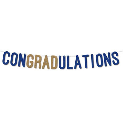 Congratulations Graduation Banner,900Gsm Glitter Banner For University Or College Grad Parties,graduation Party Decor(Royal Blue) from B&Q