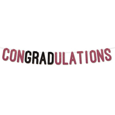Congratulations Graduation Banner,900Gsm Glitter Banner For University Or College Grad Parties,graduation Party Decor(Cerise) from B&Q