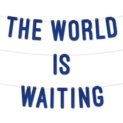 The World Is Waiting Graduation Banner,900Gsm Glitter Banner For University Or College Grad Parties,graduation Party(Royal Blue) from B&Q